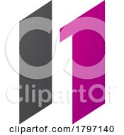 Poster, Art Print Of Magenta And Black Letter N Icon With Parallelograms