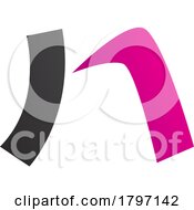 Poster, Art Print Of Magenta And Black Letter N Icon With A Curved Rectangle