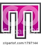 Poster, Art Print Of Magenta And Black Letter M Icon With An Outer Stripe