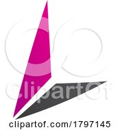 Poster, Art Print Of Magenta And Black Letter L Icon With Triangles