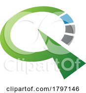 Poster, Art Print Of Green And Blue Clock Shaped Letter Q Icon