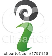 Poster, Art Print Of Green And Black Swirly Letter I Icon