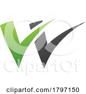 Green And Black Tick Shaped Letter W Icon