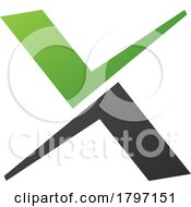 Poster, Art Print Of Green And Black Tick Shaped Letter X Icon