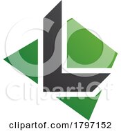 Poster, Art Print Of Green And Black Trapezium Shaped Letter L Icon