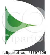 Green And Black Uppercase Letter E Icon With Curvy Triangles