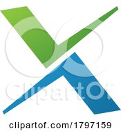 Poster, Art Print Of Green And Blue Tick Shaped Letter X Icon