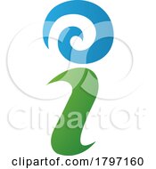 Poster, Art Print Of Green And Blue Swirly Letter I Icon