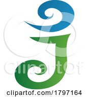 Poster, Art Print Of Green And Blue Swirl Shaped Letter J Icon