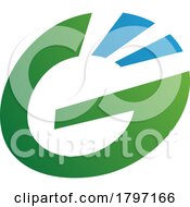 Green And Blue Striped Oval Letter G Icon