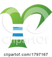 Poster, Art Print Of Green And Blue Striped Letter R Icon