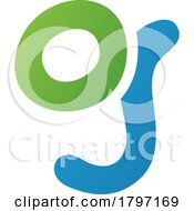 Poster, Art Print Of Green And Blue Letter G Icon With Soft Round Lines