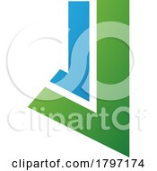 Poster, Art Print Of Green And Blue Letter J Icon With Straight Lines