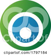 Poster, Art Print Of Green And Blue Letter O Icon With Nested Circles