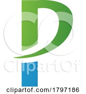 Poster, Art Print Of Green And Blue Letter P Icon With A Pointy Tip