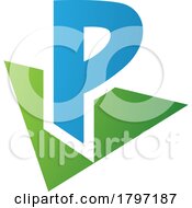 Poster, Art Print Of Green And Blue Letter P Icon With A Triangle