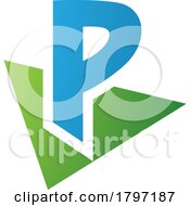 Green And Blue Letter P Icon With A Triangle