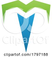 Poster, Art Print Of Green And Blue Letter T Icon With Pointy Tips