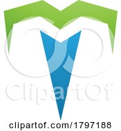 Green And Blue Letter T Icon With Pointy Tips