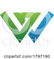Green And Blue Letter W Icon With Intersecting Lines