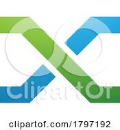 Poster, Art Print Of Green And Blue Letter X Icon With Crossing Lines
