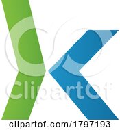 Poster, Art Print Of Green And Blue Lowercase Arrow Shaped Letter K Icon