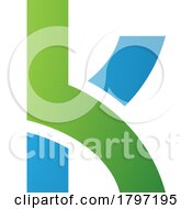 Poster, Art Print Of Green And Blue Lowercase Letter K Icon With Overlapping Paths
