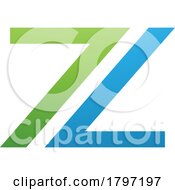 Poster, Art Print Of Green And Blue Number 7 Shaped Letter Z Icon