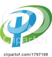 Poster, Art Print Of Green And Blue Oval Shaped Letter P Icon