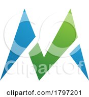 Green And Blue Pointy Tipped Letter M Icon