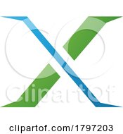 Poster, Art Print Of Green And Blue Pointy Tipped Letter X Icon