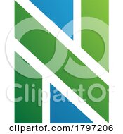 Poster, Art Print Of Green And Blue Rectangle Shaped Letter N Icon