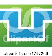 Poster, Art Print Of Green And Blue Rectangle Shaped Letter U Icon