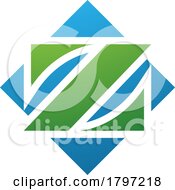 Green And Blue Square Diamond Shaped Letter Z Icon