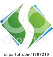 Green And Blue Square Diamond Shaped Letter S Icon