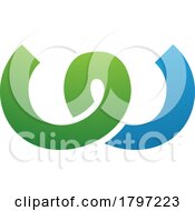 Poster, Art Print Of Green And Blue Spring Shaped Letter W Icon