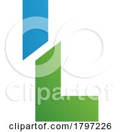 Poster, Art Print Of Green And Blue Split Shaped Letter L Icon