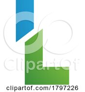 Green And Blue Split Shaped Letter L Icon