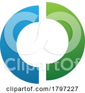 Green And Blue Split Shaped Letter O Icon