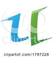 Poster, Art Print Of Green And Blue Spiky Shaped Letter U Icon