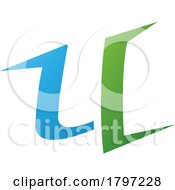 Green And Blue Spiky Shaped Letter U Icon