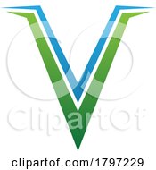 Green And Blue Spiky Shaped Letter V Icon