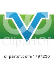 Poster, Art Print Of Green And Blue Rectangle Shaped Letter V Icon