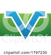 Green And Blue Rectangle Shaped Letter V Icon