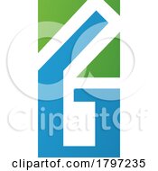 Poster, Art Print Of Green And Blue Rectangular Letter G Or Number 6 Icon