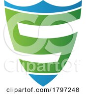 Poster, Art Print Of Green And Blue Shield Shaped Letter S Icon