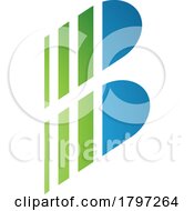 Poster, Art Print Of Green And Blue Letter B Icon With Vertical Stripes