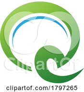 Poster, Art Print Of Green And Blue Hook Shaped Letter Q Icon