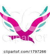 Magenta And Green Bird Shaped Letter V Icon