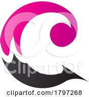 Poster, Art Print Of Magenta And Black Round Curly Letter C Icon